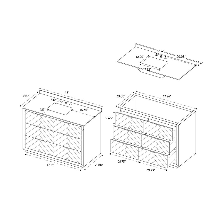 Marilyn Woodgrain 48" Single Vanity without Top