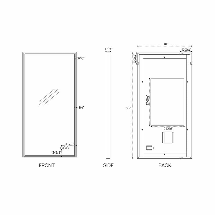 Mage Matte Black 18x36" Framed Rectangle LED Mirror