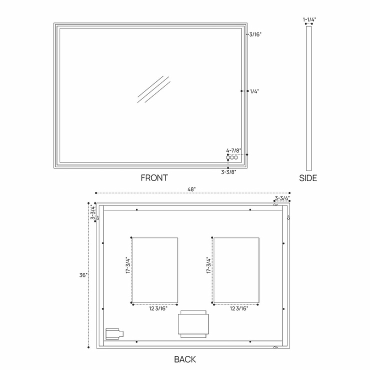 Mage Matte Black 48x36" Framed Rectangle LED Mirror