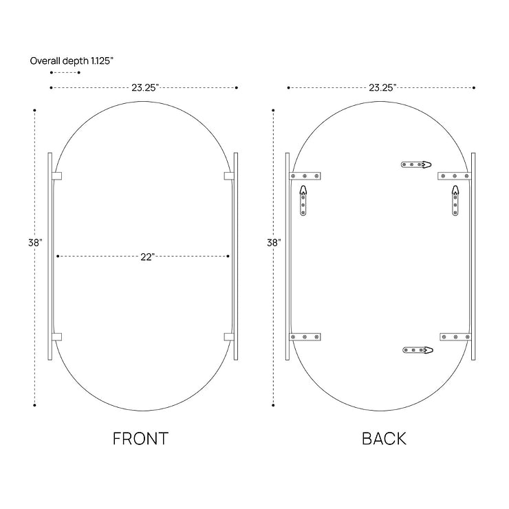 Leeya Black 23x38" Oval Mirror