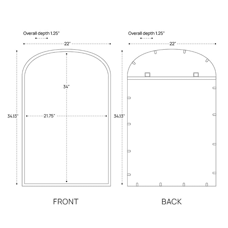 Simpla Arcadia Black 22x34" Arched Mirror