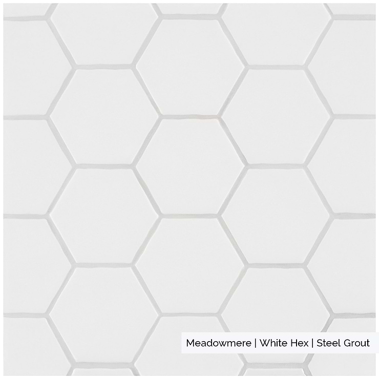 Meadowmere Cement White 3" Hexagon Matte Ceramic Tile