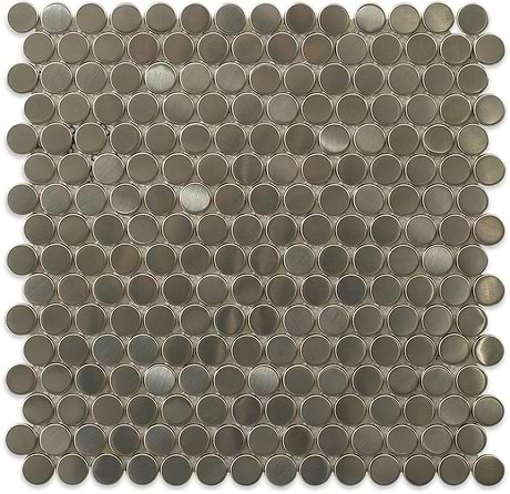 Metal Silver 1" Penny Round Natural Mosaic