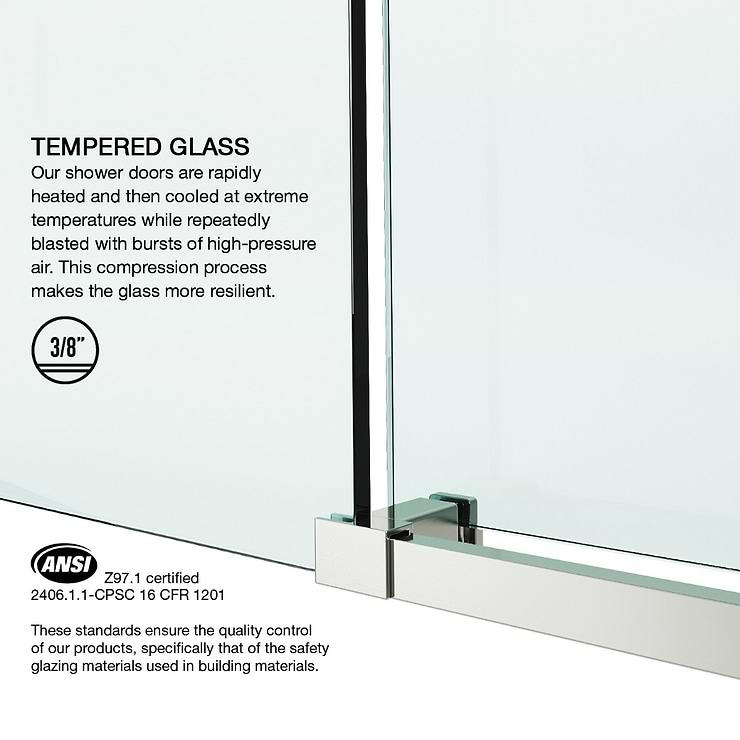 Volare 48x76 Reversible Sliding Shower Door with Clear Glass in Stainless Steel