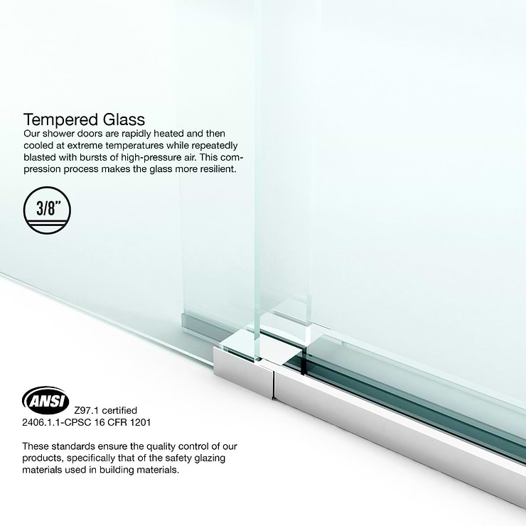 Gemello 60x66 Reversible Sliding Bathtub Door with Clear Glass in Chrome