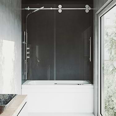 Gemello 60x66 Reversible Sliding Bathtub Door with Clear Glass in Chrome
