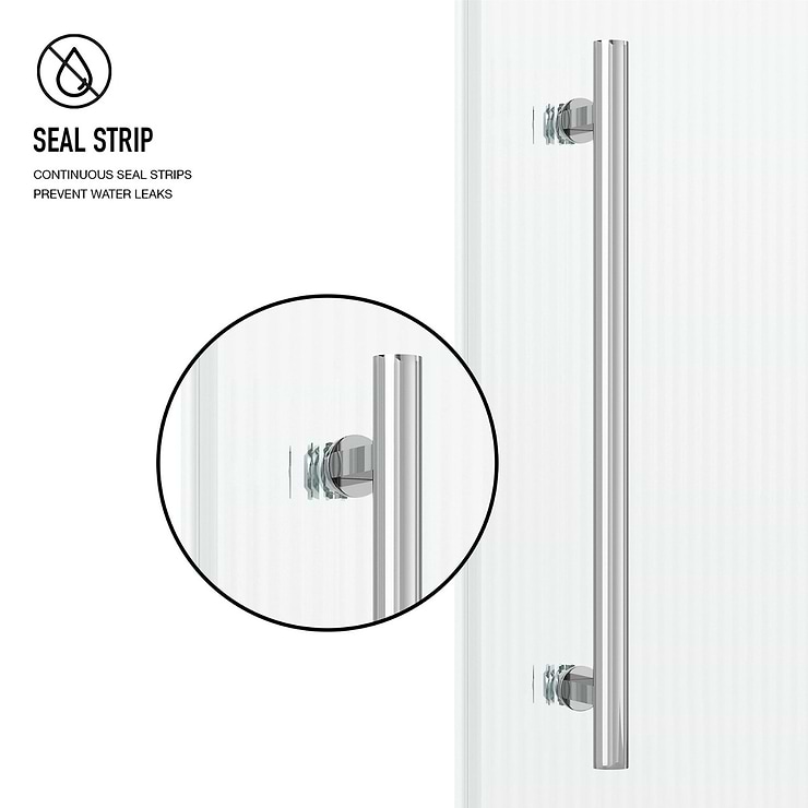 Gemello 60x66 Left Sliding Bathtub Door with Fluted Glass in Stainless Steel