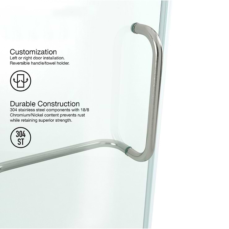 Cinto 32x32x74 Reversible Hinged Enclosure Shower Door with Clear Glass in Brushed Nickel  