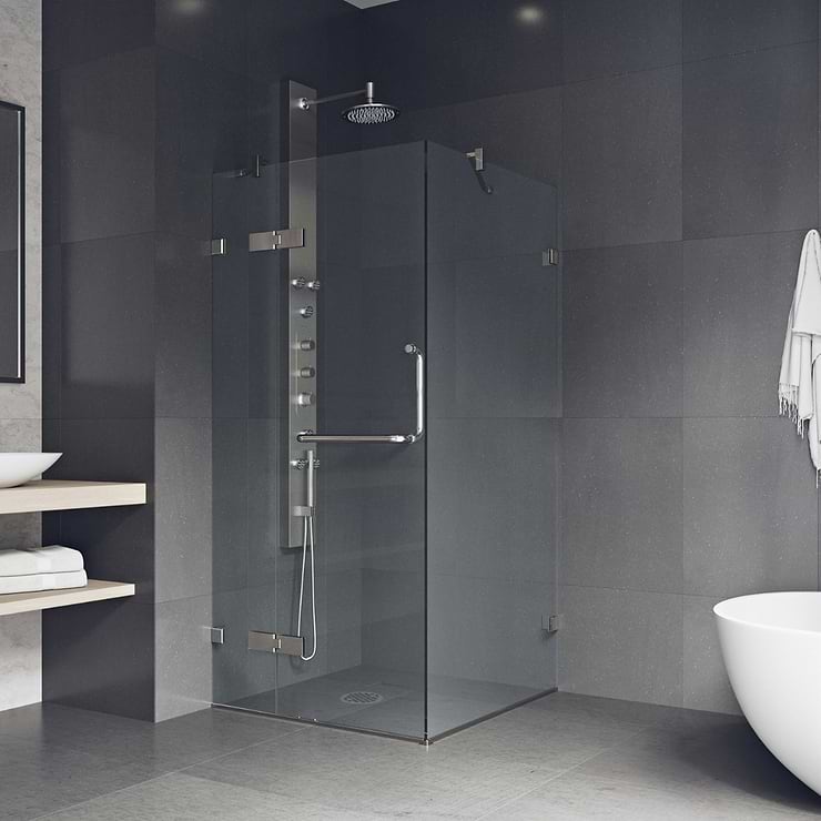 Cinto 32x32x74 Reversible Hinged Enclosure Shower Door with Clear Glass in Brushed Nickel  