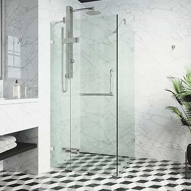 Cinto 32x32x74 Reversible Hinged Enclosure Shower Door with Clear Glass in Brushed Nickel