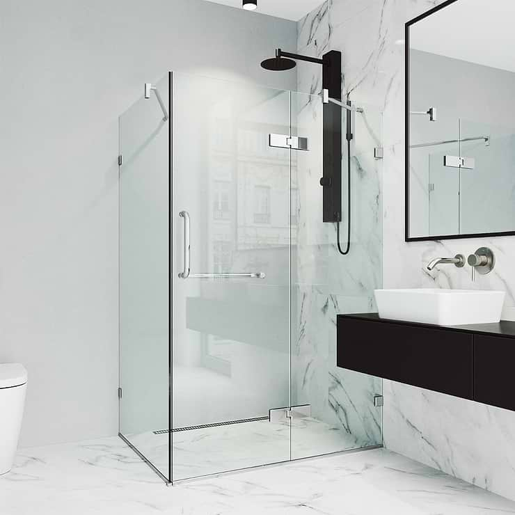 Cinto 36x48x74 Reversible Hinged Enclosure Shower Door with Clear Glass in Chrome 