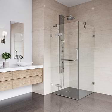 Cinto 36x36x74 Reversible Hinged Enclosure Shower Door with Clear Glass in Brushed Nickel