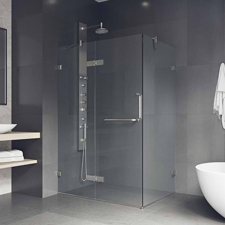 Cinto 32x40x74 Reversible Hinged Enclosure Shower Door with Clear Glass in Brushed Nickel