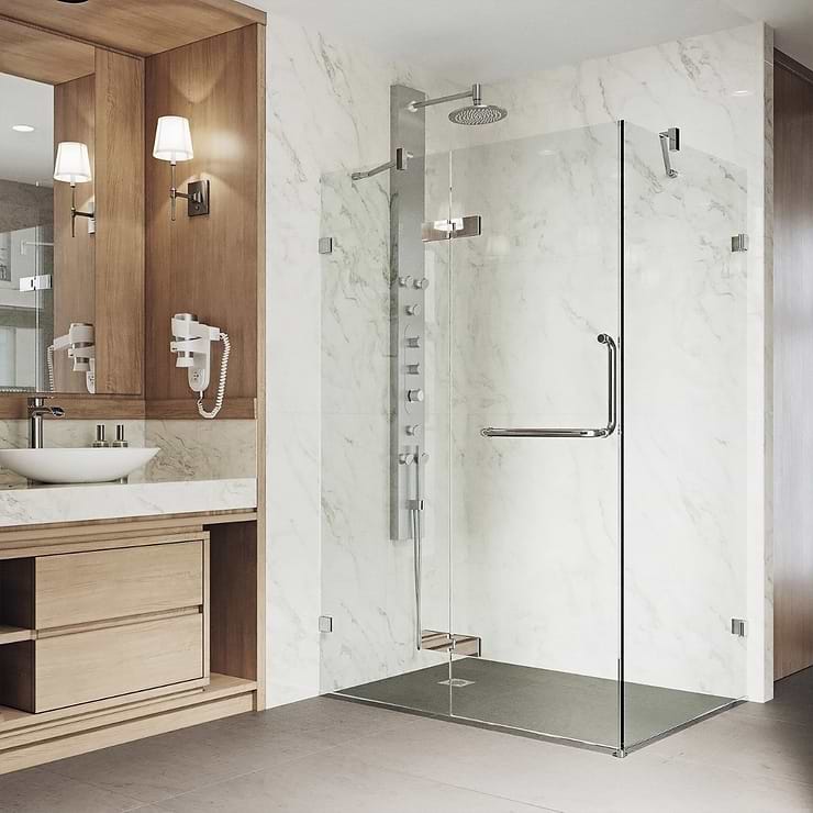 Cinto 32x48x74 Reversible Hinged Enclosure Shower Door with Clear Glass in Chrome