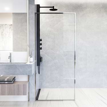 Finestra 34x74 Reversible Screen Shower Door with Clear Glass in Chrome