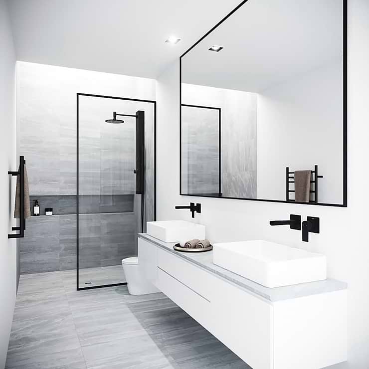 Finestra 34x74 Reversible Screen Shower Door with Clear Glass in Matte Black