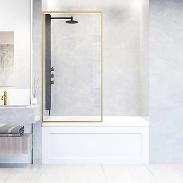 Finestra 34x62 Reversible Fixed Shower Door with Clear Glass in Brushed Gold
