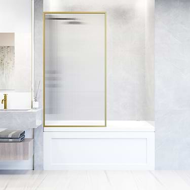 Finestra 34x62 Reversible Fixed Shower Door with Fluted Glass in Brushed Gold