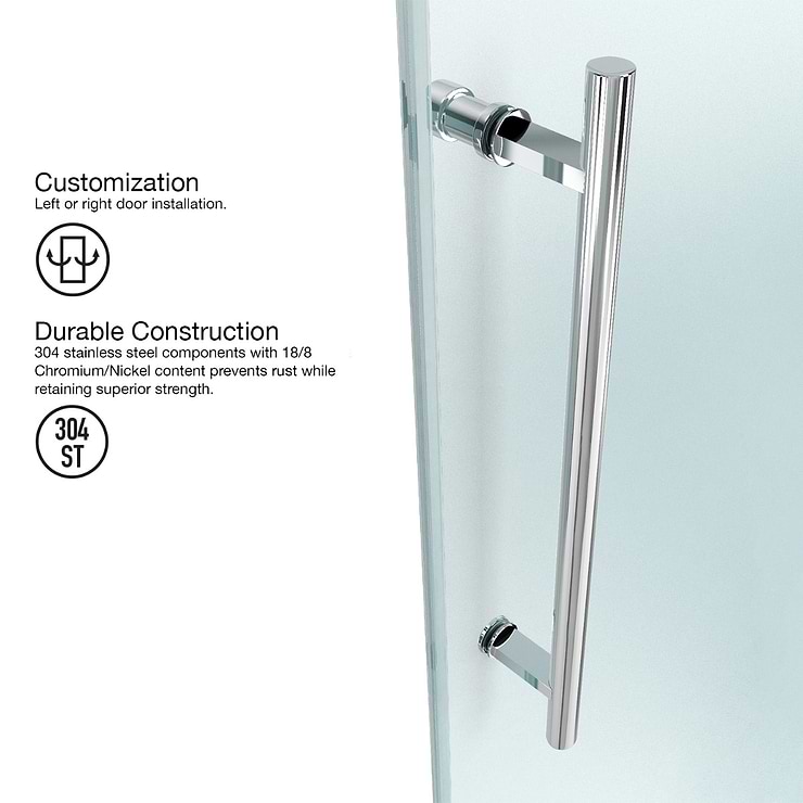 Legato 36x48x74 Reversible Sliding Enclosure Shower Door with Clear Glass in Chrome