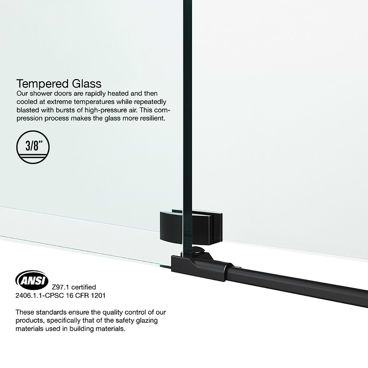 Legato 36x48x74 Reversible Sliding Enclosure Shower Door with Clear Glass in Matte Black