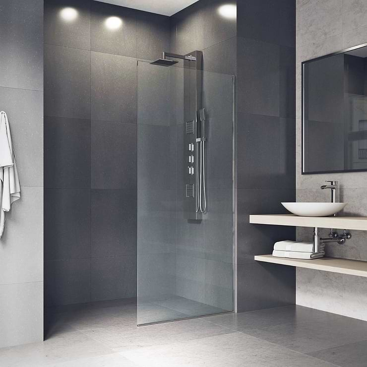 Nuvo 34x74 Reversible Screen Shower Door with Clear Glass in Stainless Steel