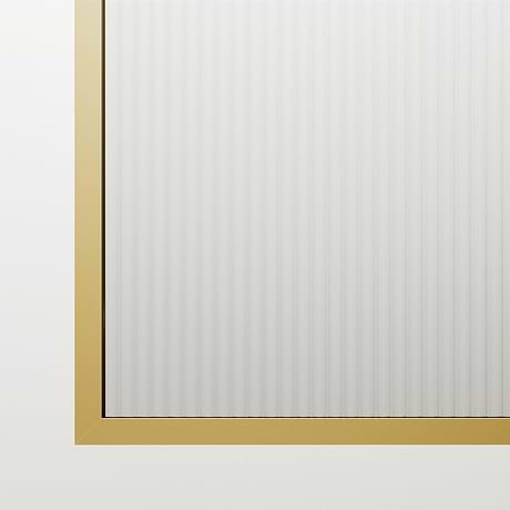 Nuvo 34x74 Reversible Fixed Shower Door with Fluted Glass in Brushed Gold