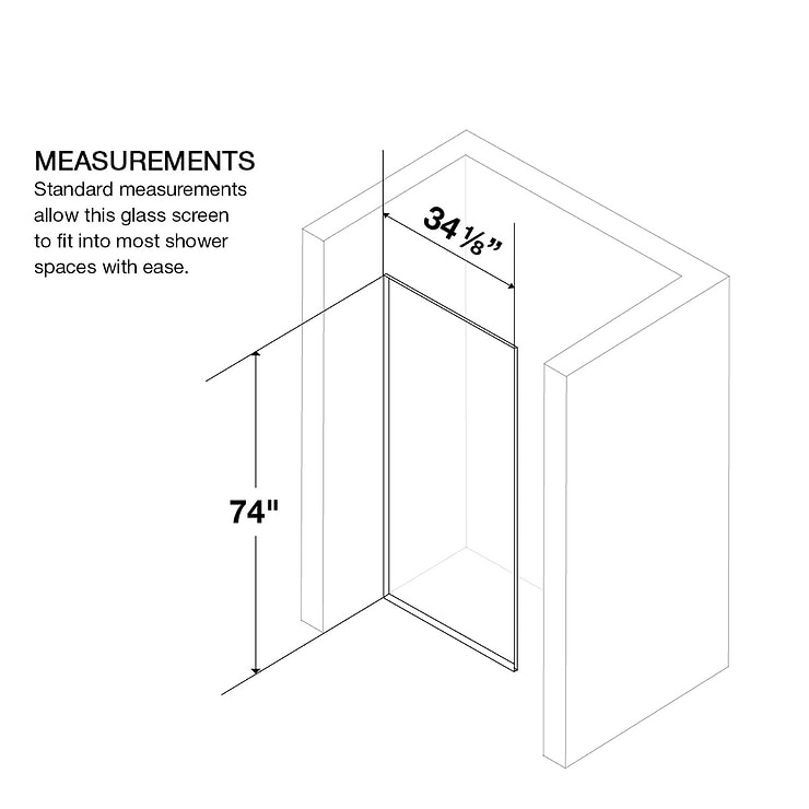 Nuvo 34x74 Reversible Screen Shower Door with Black Glass in Matte Black