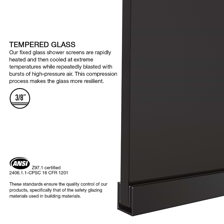 Nuvo 34x74 Reversible Screen Shower Door with Black Glass in Matte Black