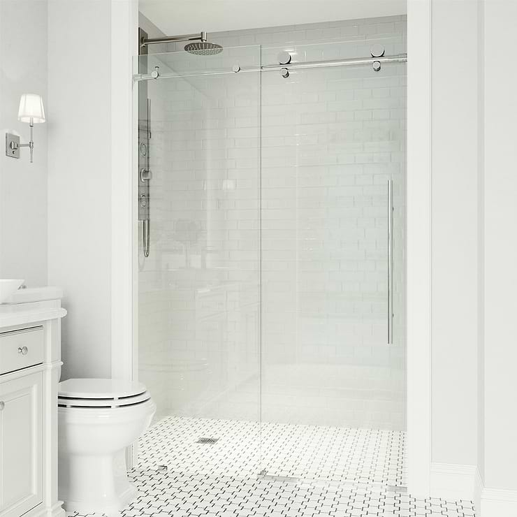 Volare 60x76 Reversible Sliding Shower Door with Clear Glass in Chrome