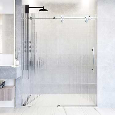 Gemello 60x74 Right Sliding Shower Door with Fluted Glass in Chrome