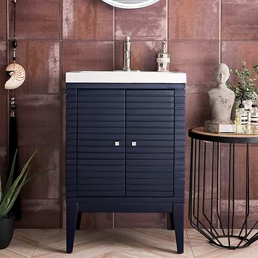 Linden 24" Navy Blue Vanity And Counter by JMV