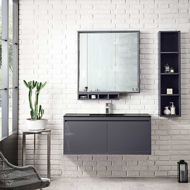 Milan 48" Modern Gray Vanity and Charcoal Black Counter by JMV