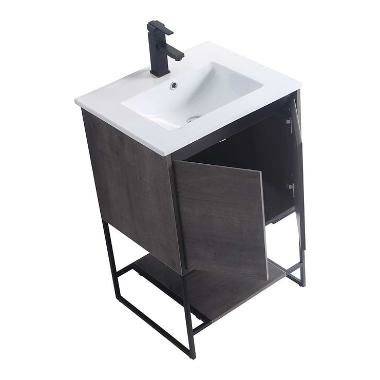 Amani 20" Classic Gray Single Vanity with White Integrated Top