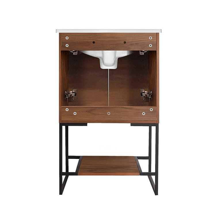 Amani 20" Walnut Brown Single Vanity with White Integrated Top