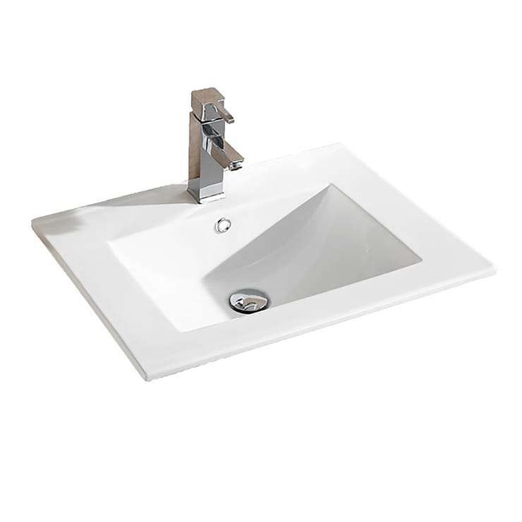 Amani 24" Matte White Single Vanity with White Integrated Top