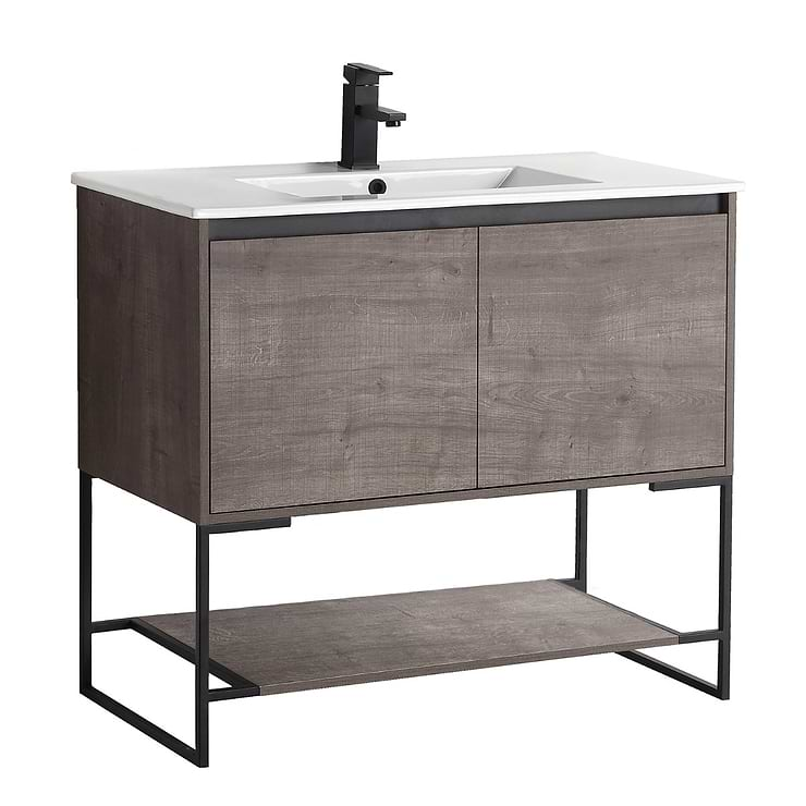 Amani 36" Classic Gray Single Vanity with White Integrated Top