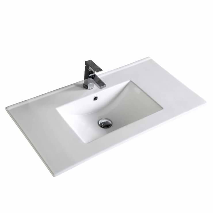 Amani 36" Classic Gray Single Vanity with White Integrated Top