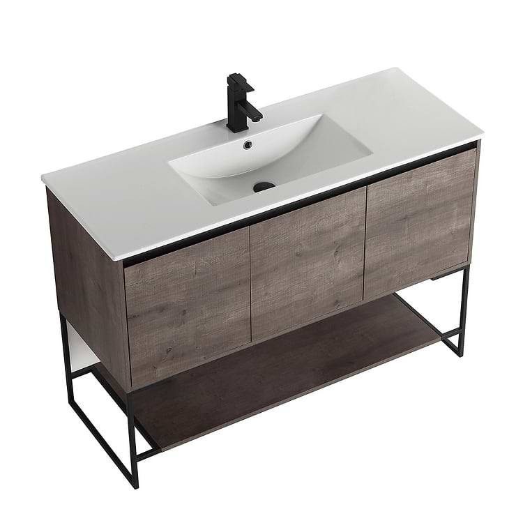 Amani 48" Classic Gray Single Vanity with White Integrated Top