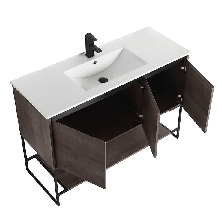 Amani 48" Classic Gray Single Vanity with White Integrated Top