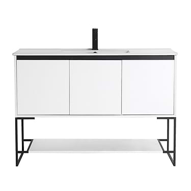 Amani 48" Matte White Single Vanity with White Integrated Top
