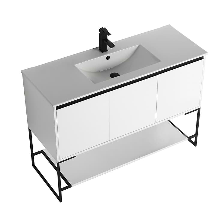 Amani 48" Matte White Single Vanity with White Integrated Top