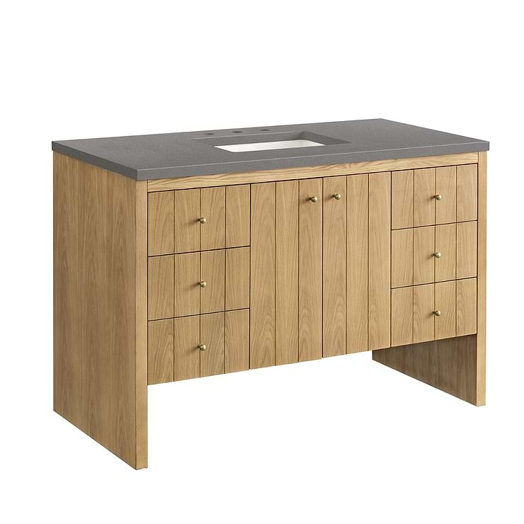 James Martin Vanities Hudson Light Natural Oak Brown 48" Single Vanity with Gray Expo Quartz Top