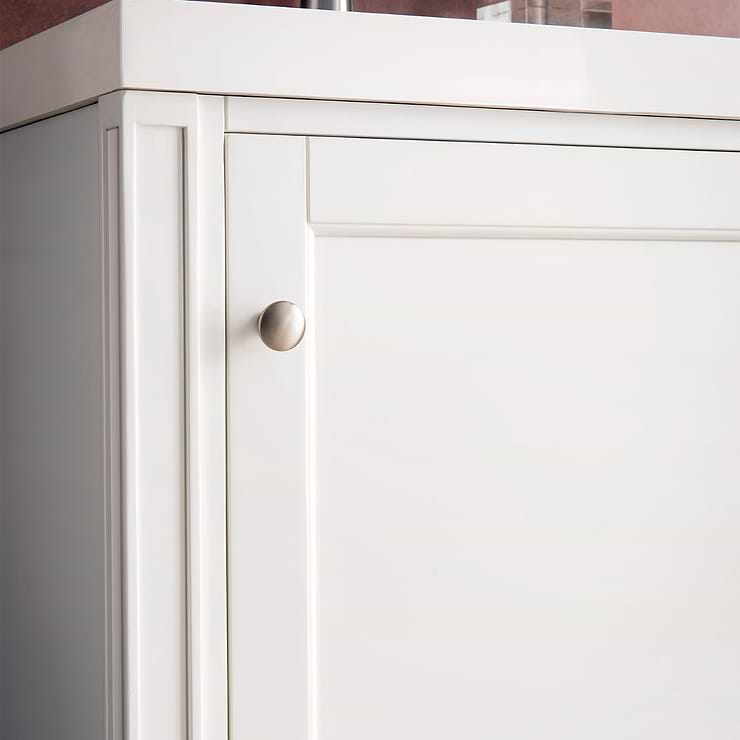 James Martin Vanities Britannia Glossy White 24" Single Vanity with White Solid Surface Top