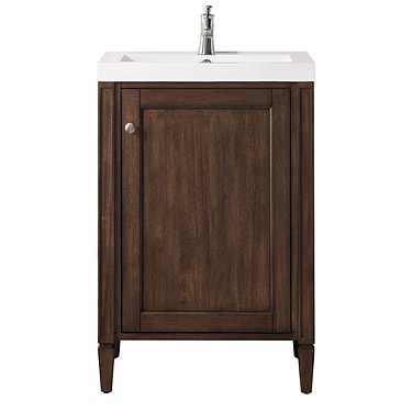 Britannia Acacia Brown 24" Single Vanity with White Solid Surface Top by JMV