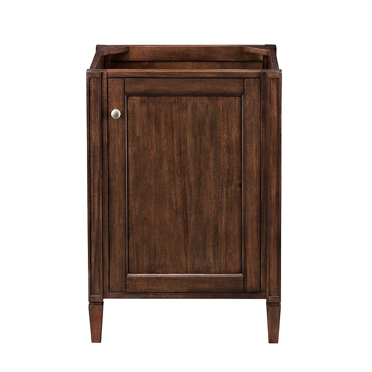 James Martin Vanities Britannia Mid-Century Acacia Brown 24" Single Vanity with White Solid Surface Top
