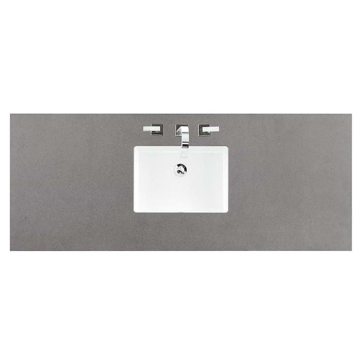 James Martin Vanities Hudson Light Natural Oak Brown 60"  Single Vanity with Gray Expo Quartz Top