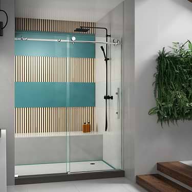 DreamLine Enigma-X 60x76 Reversible Sliding Shower Alcove Door with Clear Glass in Polished Stainless Steel