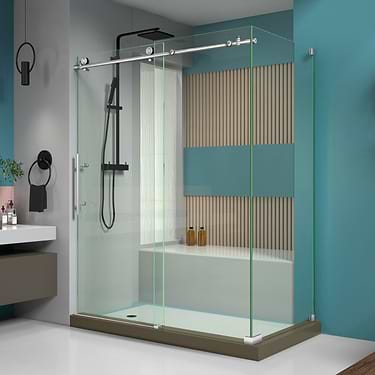 Enigma-X 60x36x76 Reversible Sliding Enclosure Shower Door with Clear Glass in Brushed Stainless Steel by DreamLine