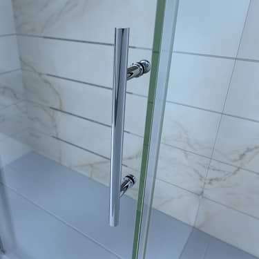 Enigma-X 48x36x76 Reversible Sliding Enclosure Shower Door with Clear Glass in Polished Stainless Steel by DreamLine