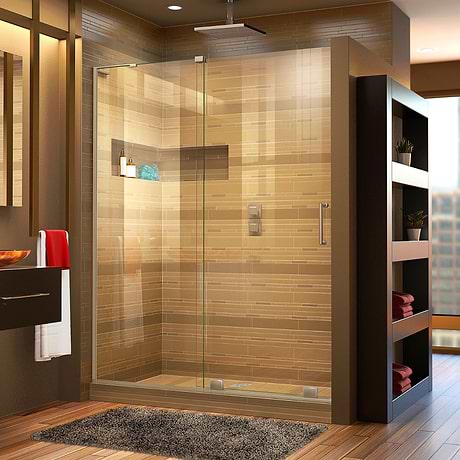 Mirage-X 48x72 Left Sliding Shower Alcove Door with Clear Glass in Brushed Nickel by DreamLine
